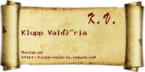 Klupp Valéria névjegykártya